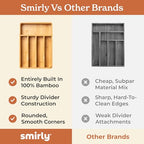 SMIRLY Silverware Drawer Organizer – Bamboo Kitchen Drawer Organizer, Adjustable Utensil Holder and Cutlery Tray, Drawer Dividers for Flatware and Kitchen Utensils - size: 5 Slot