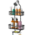 Kadolina Shower Caddy Hanging, Bathroom Organizer Rack, Shower Rack with Soap Dish, Over The Showerhead Caddy with Hooks for Razor/Sponge, Matte Black (Assembly Required) - color: Matte Black