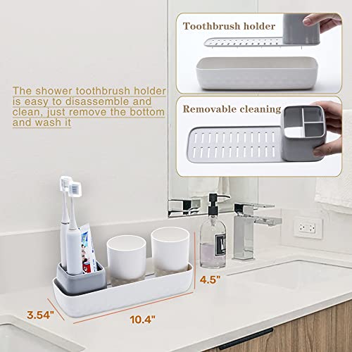 Ayswupt Toothbrush Holders for Bathrooms,Kids Electric Toothbrush Holder with 2 Cups Set,White Tooth Brush Toothpaste Caddy Storage,Small Bathroom Countertop Organizer Stand for Men Farmhouse Family - color: White Toothbrush Holder With Cups