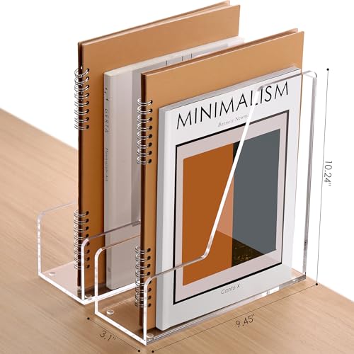 SANRUI 4 Pack Vertical File Holder, Acrylic Desk Organizer Magazine File Sorter for Magazines, Binders, Notebooks, Envelopes, Multi-Purpose Clear Document Organizer Rack - style: 4 Pack File Rack (A4)