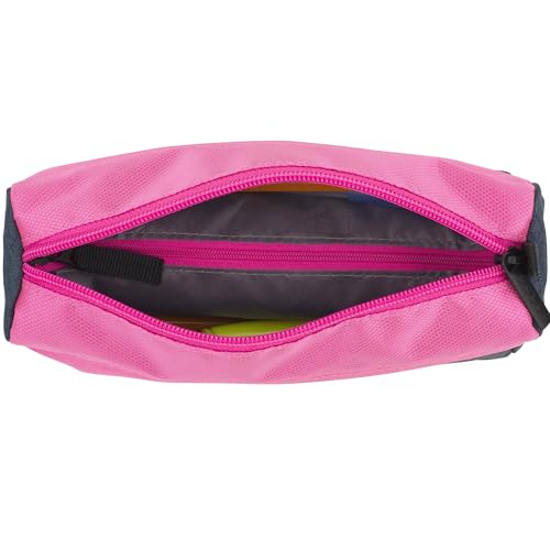 Five Star Pencil Pouch, Pen Case, 9-Pocket Zipper Pouch, Storage Organizer for School Supplies Earbuds Chargers Cables Makeup, Navy/Pink (505600B-ECM) - color: Navy/Pink, size: 8"L x 4"W x 3"H
