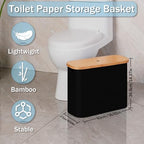 efluky Toilet Paper Storage, Toilet Paper Basket with Lid, Bathroom Storage Organizer, Free Standing Holder Up to 9 Mega Rolls, Black - color: Black