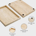 Travertine Tray,Bathroom Vanity Tray Non-Ceramic/Non-Resin,Marble Perfume Decorative Tray 12 x 8 inch (Travertine) - color: Travertine