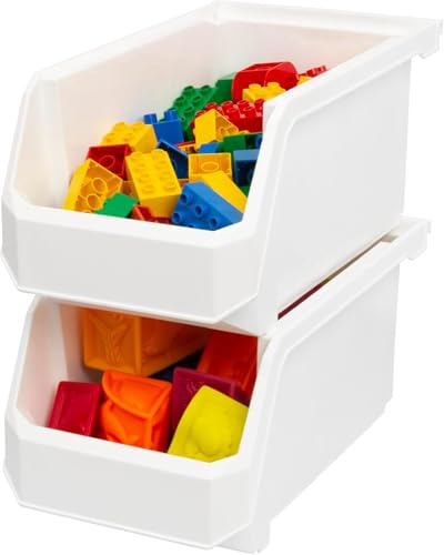 ReadySpace Large Plastic Containers for Organizing and Storage Bins for Closet, Kitchen, Office, or Pantry Organization, 14.75" x 8" x 7", 6-Pack, White, Large - color: White, size: Large, 6-Pack