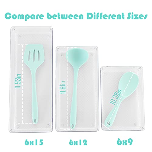 5 Pack Clear Plastic Drawer Organizer Tray Cutlery Utensil Makeups Drawer Silverware Organizers 12" X 6" - size: 5 Pack 12"x6" Clear Plastic