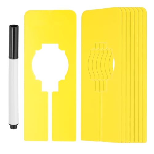 PATIKIL 16 Pcs Rectangle Clothes Dividers, 5 Inch Blank Clothing Rack Divider Sorting Clothes Size Reusable Wardrobe Hanger Separator with Pen, Yellow - color: Yellow