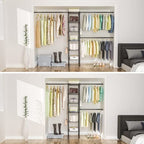 Ulif M1 Closet Storage Organizer System, 6 Tiers Heavy Duty Metal Garment Rack with 3 Expandable Hanger Rods, Wall Mounted Space Saver Suits from 5.4-8.7 ft. Width, 71.2”H x 14”D, 700LBS, Black - color: Black