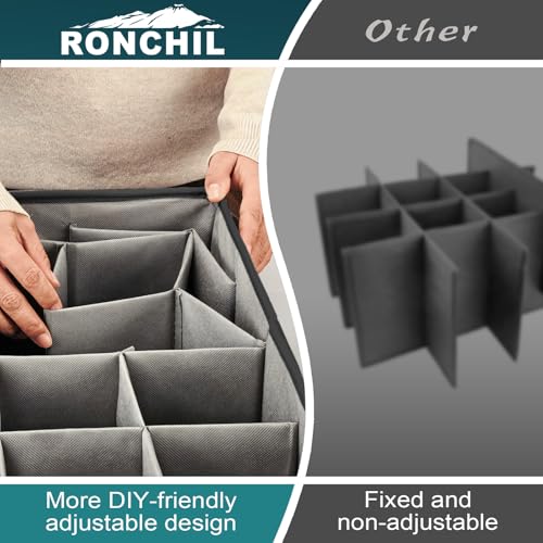 Shoe Organizer for Closet, Foldable Shoe Storage Bins with Clear Cover, Space Saving Shoes Holder with 4 Handles, Large Adjustable Shoe Box Storage Containers, Fits 12-24 Pairs, 1 Pack, Black - color: Black and Grey, size: (1 Pack) 25 ½"L x 17"W x 12 ½"H