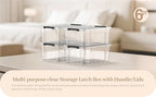 Clear 9-Pack Plastic Storage Bins with Lids, 6 Quart Stackable Containers Organization with Latch Buckle - color: Clear