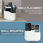 Remote Control Holder Wall Mount Set, Office Supplies Supply Organizer, Bedside Audio-Video Remote Control Shelving, With Self Adhesive Caddy Storage Box, White Wall Phone Stand Mail Sorters