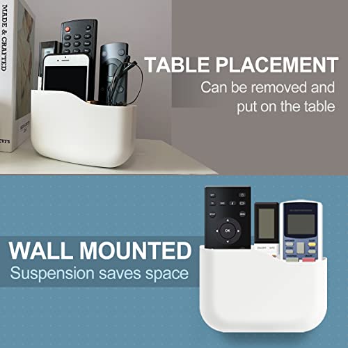 Remote Control Holder Wall Mount Set, Office Supplies Supply Organizer, Bedside Audio-Video Remote Control Shelving, With Self Adhesive Caddy Storage Box, White Wall Phone Stand Mail Sorters