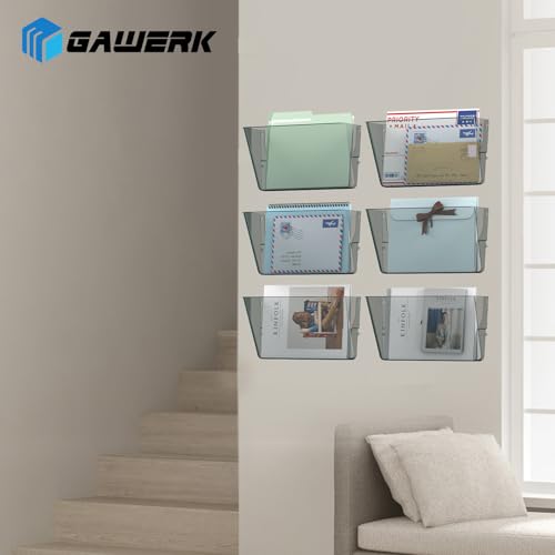 Gawerk Clear Acrylic Single Pocket, Plastic Hanging Wall Mount File Holder for Office Home (Gray, 4 Pack) - color: Gray, size: 4 Pack