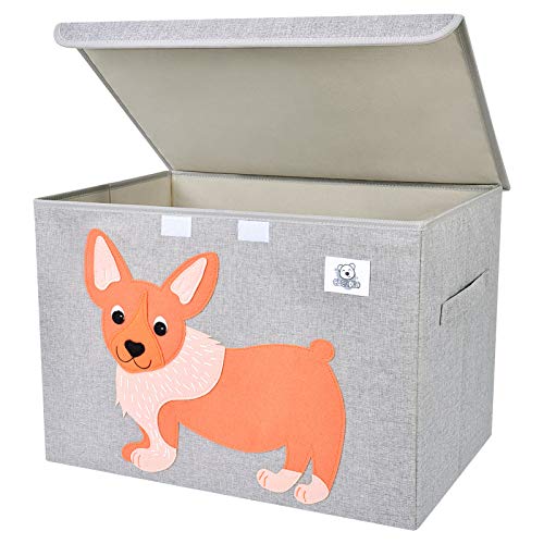 CLCROBD Foldable Large Kids Toy Chest with Flip-Top Lid, Collapsible Fabric Animal Toy Storage Organizer/Bin/Box/Basket/Trunk for Toddler, Children and Baby Nursery (Dog) - color: Dog