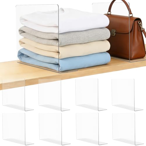 Shelf Dividers for Closet Organization: 12" Tall x 12" Deep Acrylic Closet Shelf Dividers for Clothes Sweater Purse - Clear Organizers and Storage Separators for Home Space Saver Enthusiasts - size: 12"Tall x 12"Deep