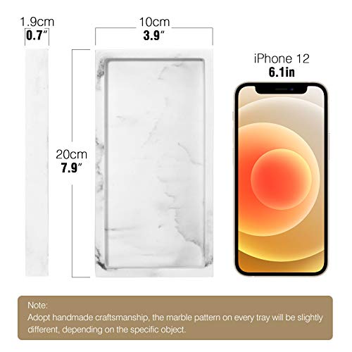 Luxspire Bathroom Vanity Tray, 8 x 4 inch Resin Dresser Jewelry Ring Dish Tank Storage Kitchen Sink Countertop Organizer Plate Holder for Perfume Soap Towel Bathroom Accessories, Mini, Gravel White - color: Gravel White, style: Mini