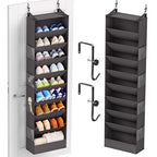Ligereza 26 Pairs Over the Door Shoe Organizer, Heavy Duty Oversized Pocket Shoe Rack for Closet, Hanging Shoe Holder Fit All the Family's Sneakers, Boots, Heels, Satchel (Black)