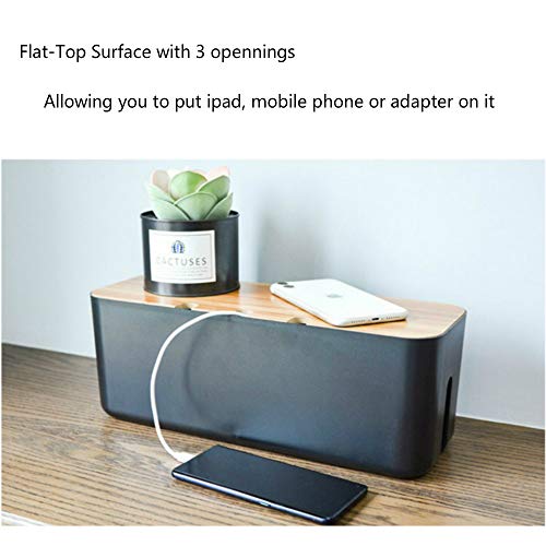 Cable Management Box| Power Stripe Organizer|Cord Organizer Box| Hide and Conceal Power Strips and Electrical Cords from TVs, Computers, and Desks| Keep Pets Safe (Black Large) - color: Black Large