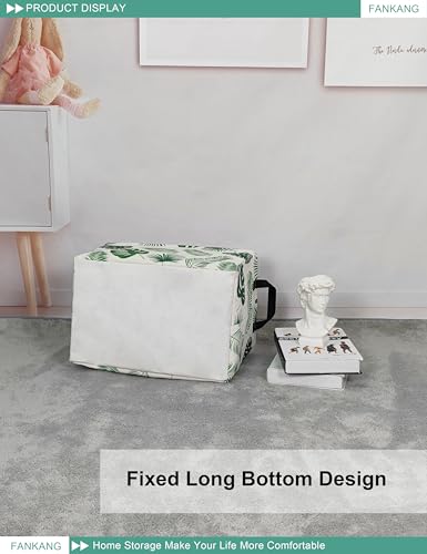 FANKANG Storage Bins, Nursery Hamper Canvas Laundry Basket Foldable with Waterproof PE Coating Large Storage Baskets for Kids Boys and Girls, Office, Bedroom, Clothes,Toys(Rec-Leaf ） - color: Rec-Leaf