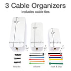 Oxford Cable Management Boxes, 3 Pack, Small, Medium, Large, 15 Cable Ties (Hook & Loop, Silicone,Twist Ties), Power Strip Organizer, White (27800)