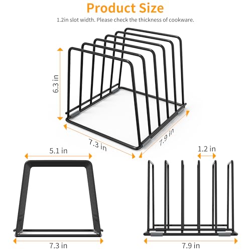 Cutting Board Organizer Kitchen Organizer Rack for Cutting Board, Bakeware, and Cookie Sheet, 5-Slot Heavy-Duty Steel Cookware Holder,Rust-Resistant with Anti-Slip Feet (1, Large) - size: Large