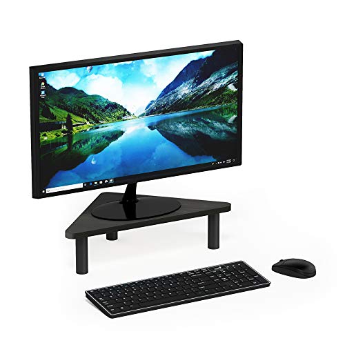 Furinno TURN-N-TUBE Monitor Stand Riser, 19.6" Wide Triangle Corner Monitor Riser, Laptop Stand for Desk, Office Desk Accessories, Desktop Organizers and Accessories, Toolless Assembly, For Study Room, Dorm, Espresso - color: Espresso/Black, size: 19.6"W