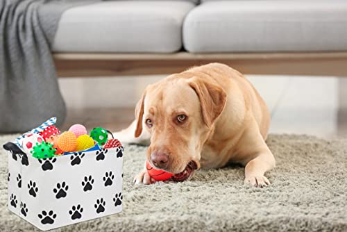 HIYAGON Dog toy Basket Dog Toy Bin Cute Toy Storage Basket Organizer Box Kids Gift Basket Empty Rectangular Room Decor for Home(Paw) - color: Paw