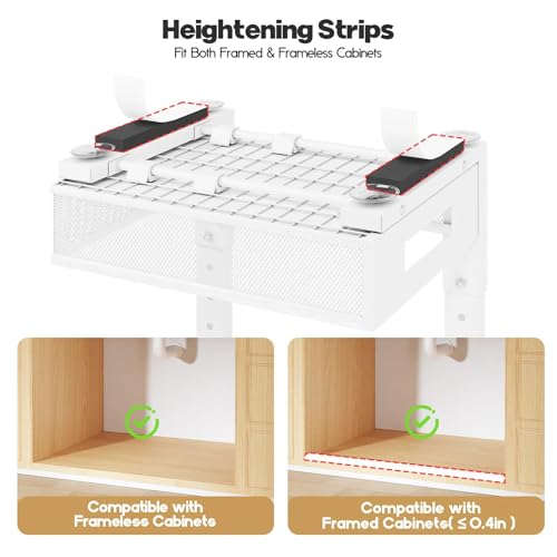 1 Pack 17IN Depth Under Sink Organizer, 2-Tier Pull Out Cabinet Organizer With Smooth Circular Rail, Large Capacity Metal Mesh Sliding Drawers For Bathroom& Kitchen Storage,Height Adjustable –White - color: White, size: 1 Pack-17"Dx11.6"-16.7" H