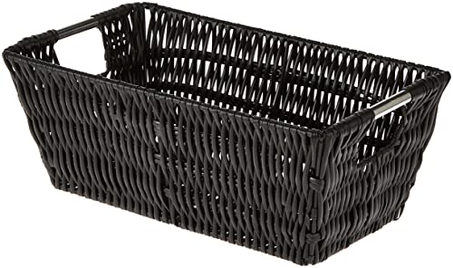 Whitmor 6500-2712-BLK Rattique Small Shelf Black Tote Basket - color: Black, size: 11.4"L x 6.5"W x 4.5"H