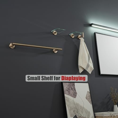 JQK Small Floating Glass Shelves Champagne Bronze, 4 Inch Display Ledges for Wall, Mini Decor, Living Room Bedroom Bathroom, Tempered Glass Shower Storage, 2 Pack, TGS101L4-CB-P2 - color: Champagne Bronze, size: 4 Inch (2 Pack)