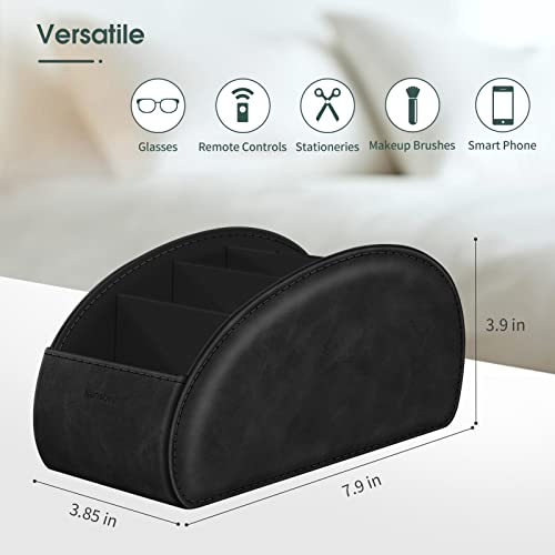 Large Remote Control Holder with 5 Compartments, KENOBEE Anti-slip Desktop Caddy Storage Organizer for Phone, Remote Controllers, Office Supplies, Makeup Brush, Media Accessories, Black - color: Black, size: Large