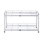 FlagShip 2 Tier Under Sink Organizers and Storage Rack Expandable Cabinet Shelf for Kitchen Bathroom Silver (17-25 inches)