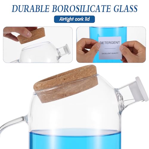 2 Sets Liquid Laundry Detergent Dispenser with Lables, 60oz Glass Laundry Detergent Dispenser, Ideal for Laundry Room Organization and Storage, for Bleach, Fabric Softener, Laundry Soap Dispensers