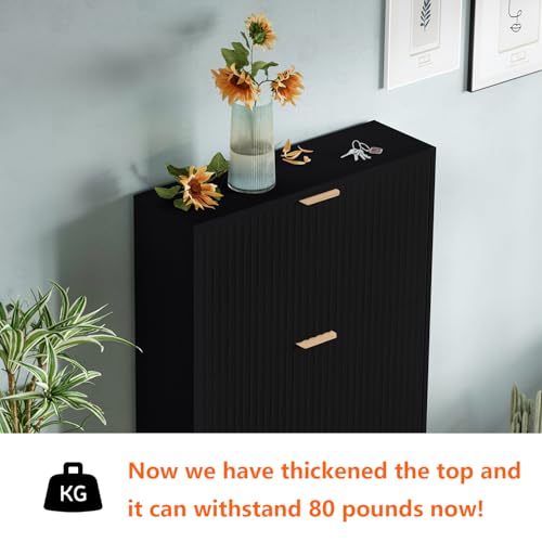Shoe Cabinet Storage,Modern Freestanding Organizer with 3 Flip Drawers,Narrow Shoe Rack Cabinet for Entryway,Black - color: Black, size: 3-Drawers