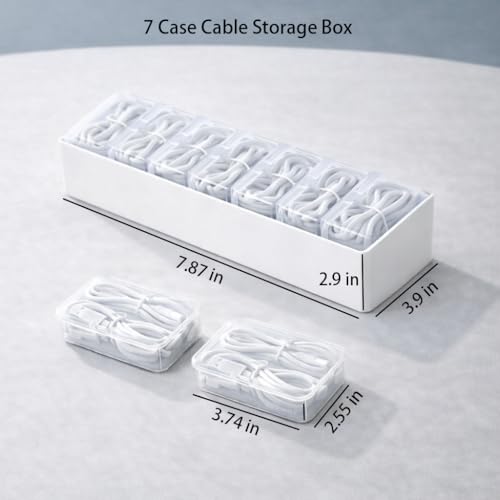 KUGUA 2 Pack Cable Organizer Box Set with 7 and 11 Clear Cases for Charging Cables, Chargers, Earphones and Small Accessories, Includes Cable Ties and Labels for Home, Desk and Drawer