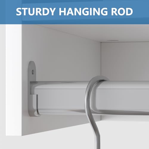 Medium Double Hanging Closet Unit, Modular Closet System, Wood Closet System Organizer with Storage for Walk In Closets, Clothing Rack Closet for Hanging Clothes, Bedroom, White, 28.5"W - color: White, size: 28.5" Wide, style: Medium Double Hanging