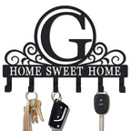 Metal Letter G Key Holder for Wall, Monogram Coat Rack Wall Mount, Key Hooks Perfect for Bathroom, Living Room, Kitchen, Office Ideal Wedding, Anniversary, Housewarming Gift (G) - style: G
