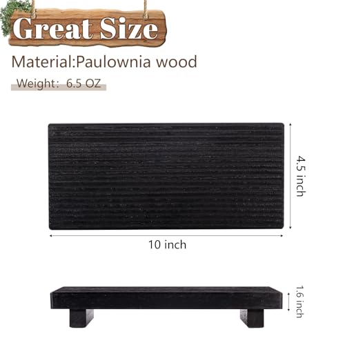 Bathroom Tray Farmhouse Decor Pedestal Stand Wood Riser Display Kitchen Accessories Soap Holder for Sink, Counter, Vanity,10 * 4.5 Black - color: Black, size: 10" x 4.5" x 1.6"