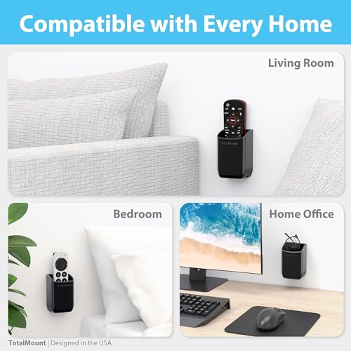 TotalMount Hole-Free Remote Control Holder – Eliminates Need to Drill Holes in Your Wall (Black, Quantity 1) - color: Black