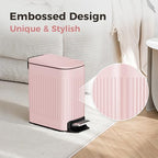 TrashAid Pink Bathroom Trash Can, 1.6 Gallon Stainless Steel Small Garbage Can with Lid, Step Pedal, Cute Wastebasket for Bathroom, Office, Bedroom, RV, Pink - color: Pink