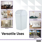 Superio Small Plastic Trash Can with Swing Top Lid, Compact Slim Waste Bin for Under Desk, Office, Bedroom, Bathroom, Dorm Room, 10 Qt. Portable Garbage Can 2.5 Gallon (White, 2 Pack) - size: 2.5 Gallon, style: 2 Pack