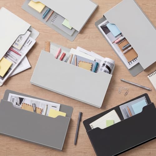 Fuutreo 6 Pcs Magnetic Wall File Organizer Magnetic Wall File Holder Refrigerator Magazine Holder for Mail Letters Paper(Achromatic Colors,Horizontal-large) - color: Achromatic Colors, size: Horizontal-Large