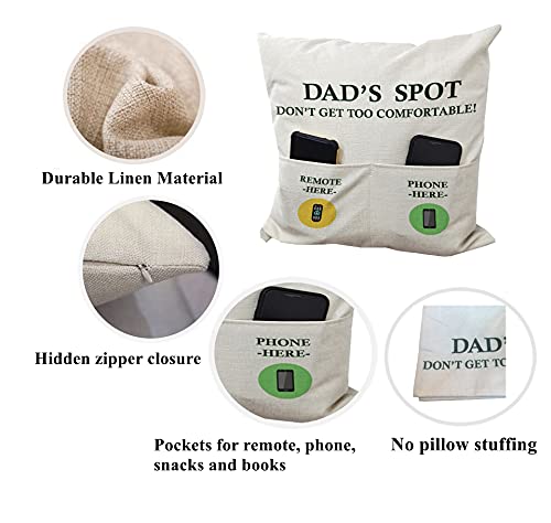 ZUYUROU Dad Gifts, 2-Pocket Dad's Spot Throw Pillow Covers 18 x 18 Inch + Engraved Bottle Opener, Dad Gifts from Daughter Son，Birthday Christmas Thanksgiving Day Gifts for Papa Stepdad - color: Dad