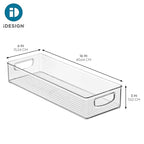 iDesign Slim Extra Long Clear Storage Bin, Narrow Stackable Organizer for Kitchen or Pantry - size: 16 x 6 x 3, style: Pack of 1