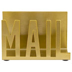 MyGift Mail Holder Organizer Countertop Modern Golden Metal with Cutout MAIL Lettering Design, Office Desktop Envelope and Document Storage Rack - color: Golden
