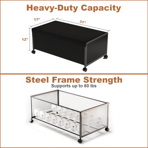 2 Pack Under the Bed Storage Containers,12 inch Height Under Bed Shoe Storage,31inch Long Underbed Storage with Wheels,Large Rolling under bed Clothes Storage Drawers with Lid for Dorm Tall,Black - color: Black, size: 2PC (31"Lx17"Wx12"H)