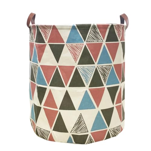 Waterproof Laundry Hamper Collapsible Laundry Basket Leather Handle Laundry Bag Large Clothes Storage Toy Organization for Bathroom Bedroom Laundryroom College Dorms (Caisanjiao-002) - color: Caisanjiao-002