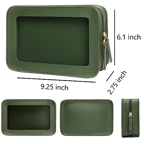 LETGO Clear Makeup Bags, TSA Approved Toiletry Bag with Zipper, Clear Makeup Organizer Fit Carry-on Travel Essentials,Clear Cosmetic Bags for Women Men (C-Green) - color: C-Green