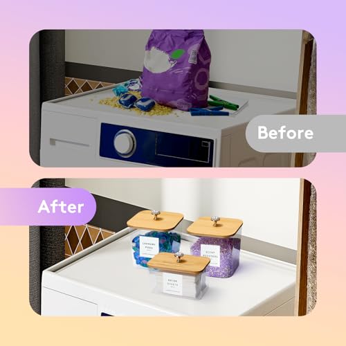 POLRAI 3 Pack Laundry Pod Containers and Dryer Sheet Holder, Laundry Room Organization Storage Containers with Lids and Labels for Detergent Pods Dry Sheet Organizing - color: Natural, size: 2+1 Pack