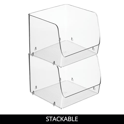iDesign Linus Stacking Organizer Bins for Kitchen, Pantry, Office, Bathroom, Extra Large-Clear - size: Large