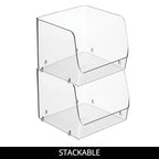 iDesign Linus Stacking Organizer Bins for Kitchen, Pantry, Office, Bathroom, Extra Large-Clear - size: Large